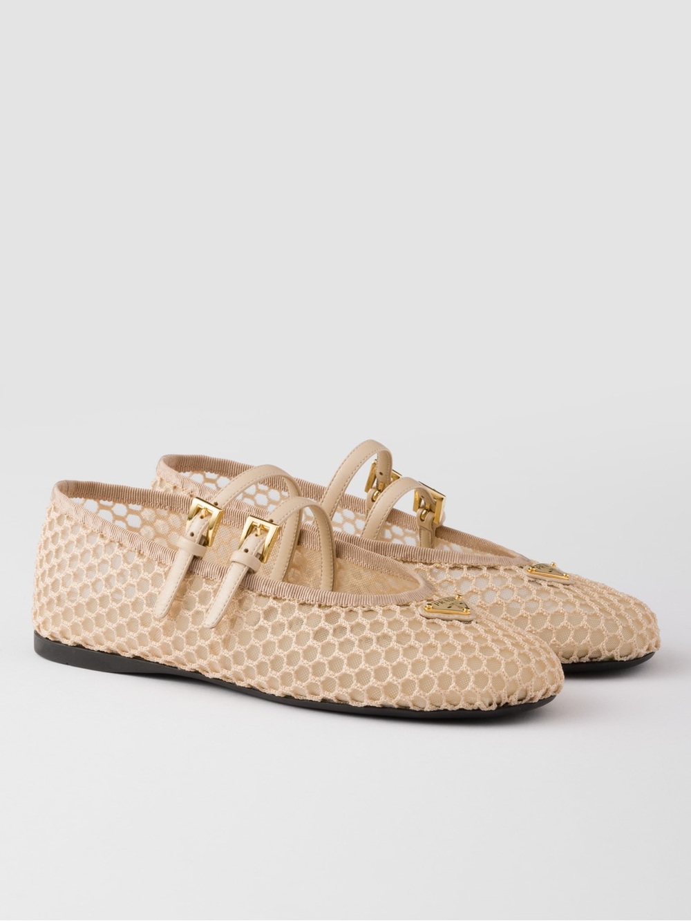 Prada Mesh Fabric Double-Strap Ballerina Flats - Picture 2 of 8